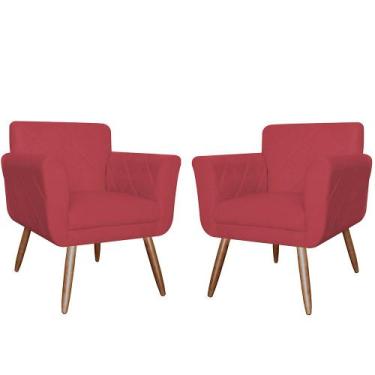 Imagem de Kit Com 2 Poltronas Cadeiras Isabella Estofadas Suede Vemelho - INCASA