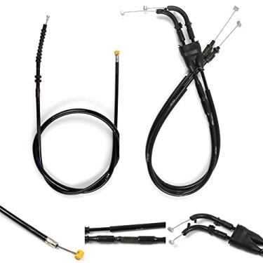 Imagem de zurio Cabo do acelerador e cabo de embreagem para Yamaha YZF R1 2004-2006 acessórios de substituição de motocicleta linhas de fio inoxidável borracha preta
