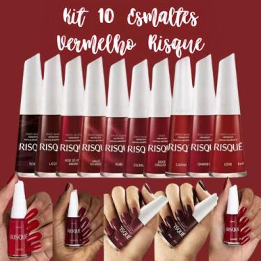 Imagem de Kit 10 Esmaltes Vermelho Risqué - OS MAIS VENDIDOS