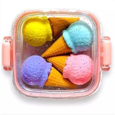 Imagem de Kit com 4 Borrachinhas Fofas Material Escolar Kawaii - Unidade (Borracha Sorvete)