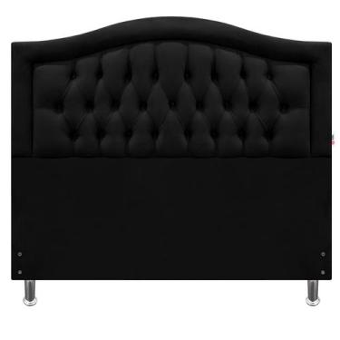 Imagem de Cabeceira Casal 140 Cama Box Sophia Provençal Preto Suede Com Pés RBL