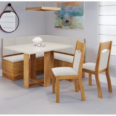 Imagem de Canto Alemao Com Bau E Mesa Retangular Rosie Com 2 Cadeiras Pietra - Casa Giulia