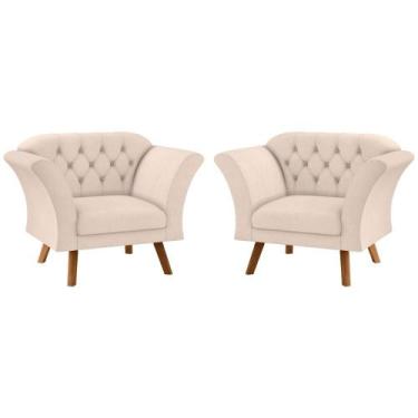 Imagem de Conjunto Poltrona Decorativa Roseira Linha Bege - CasaH