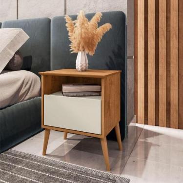 Imagem de Mesa de Cabeceira 1 Gaveta Londres Naturalle Off White - CasaH