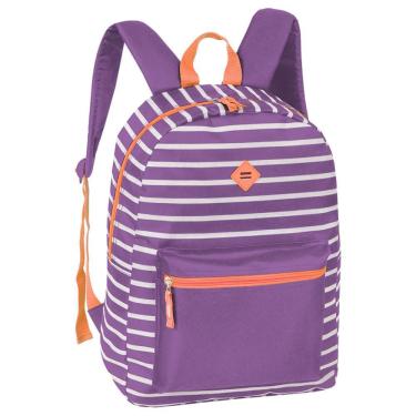 Imagem de Mochila Escolar Juvenil Listrada 42x30x13 cm Clio Style Alças Acolchoadas