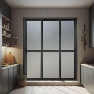 Imagem de Porta de Correr 3 Folhas Moveis Sequenciais 210 X 240 Elite com Fecho Automático Vidro Liso Preto