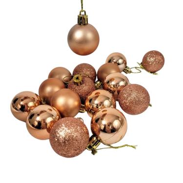 Imagem de Bola De Natal Rose Gold Mix 4Cm Para Árvore Kit 16Pc