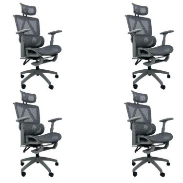 Imagem de Kit 4 Cadeiras de Escritório Presidente Executiva Oficial Titan Cinza