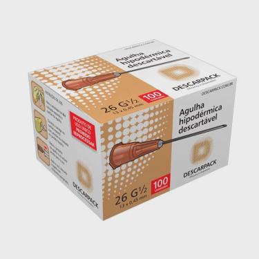 Imagem de Agulha Descarpack anvisa e Inmetro Marrom Extração de Milium, Cravos, Comedões 13 x 0,45mm 26g 1/2 - Caixa 100un