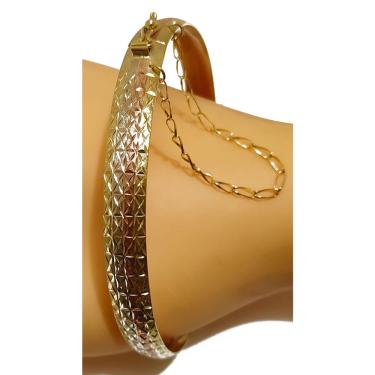 Imagem de Pulseira Em Ouro 10k 416 Meia Cana Colorida Algema Bracelete 55 mm