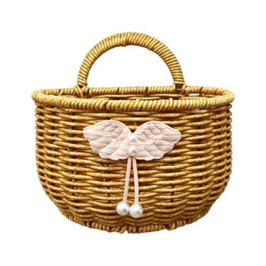 Imagem de SiaBiced Pendurar cesto de armazenamento na cesta de cesto portátil imitação recipiente de cesta de armazenamento de cesta para brinquedos de frutas vegetais, 18x13x16cm