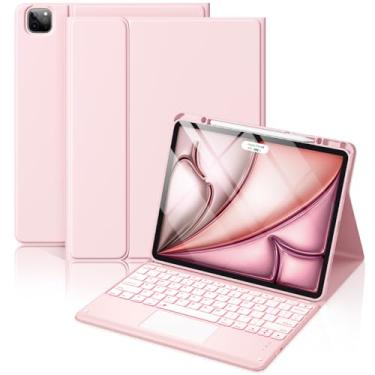 Imagem de Hamile Capa Com Teclado Para Ipad Air De 13 Polegadas (M3/M2) - Teclado Magnético Sem Fio Com Trackpad Multitoque, 7 Cores, Retroiluminação, Capa Tipo Fólio À Prova De Manchas Para Ipad Pro 12.9 6ª