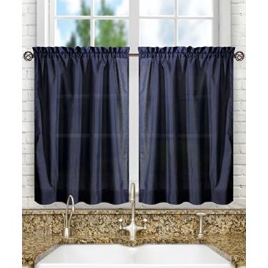 Imagem de Cortina Ellis Stacey sob medida par cortinas de cortina, 142 cm x 91 cm, azul-marinho