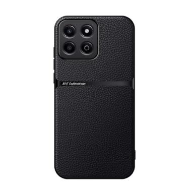 Imagem de Kepuch Capa para Honor 200 Smart/Honor X7c/Honor 60 Plus - Litchi Grano Case Placa de Metal Embutida - Preto