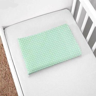 Imagem de Kit 2 Fronha De Berço Simples 30x40 Bainha Capa Para Travesseiro Infantil 100% Algodão (Poá Verde)