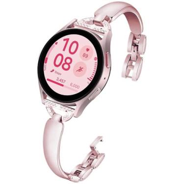 Imagem de DEALELE Pulseiras de relógio femininas compatíveis com Samsung Galaxy Watch 7 / FE / 6/6 Classic, 5/5 Pro, 4/4 Classic, 3 de 41 mm, Huawei GT3/GT2 de 42 mm, fina de 20 mm, rosa rosa