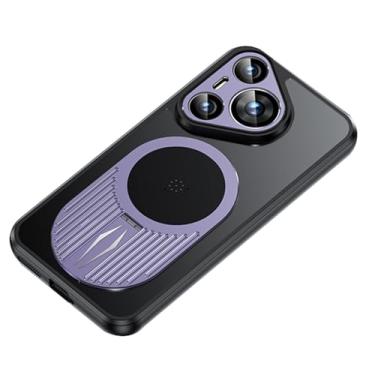 Imagem de LTLMYDAM Capa de dissipação de calor para Huawei Pura 70 Ultra/70 Pro/70 Pro+/70, capa de proteção para câmera, pequena, suporte magnético, fina, roxa, 70 Pro+