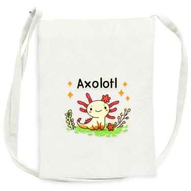 Imagem de BJDAMAI Mini bolsa de lona para adolescentes e meninas, pequena bolsa com alça de ombro para celular, chaves, batom, moeda!, Axolotl
