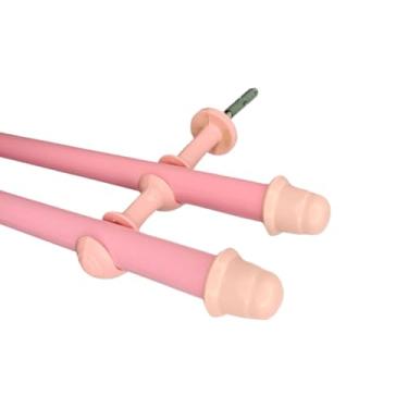 Imagem de Varão de cortina de Aço 2,0 metros Duplo 19mm fino Bastão de cortina Ferro Varão Duplo(Rosa)