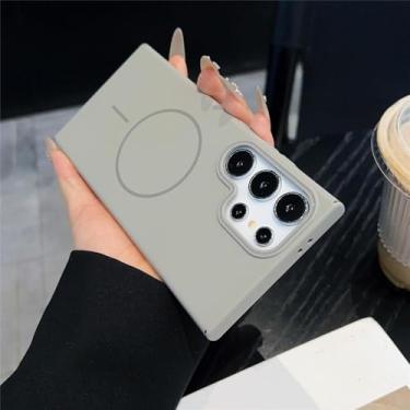 Imagem de MVVKKY para Samsung S24 Luxury Ultra Thin Pc Magnetic Case Slim Matte Armor Shockproof Cover (para Samsung S24/TaiGray)