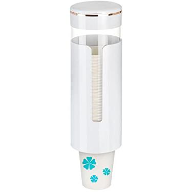 Imagem de Dispensador de copo, dispensador de copo de enxaguante bucal montado na parede, suporte de copo refrigerador de água para copos descartáveis de 120 ml para banheiro, escritório, academia, escola, branco