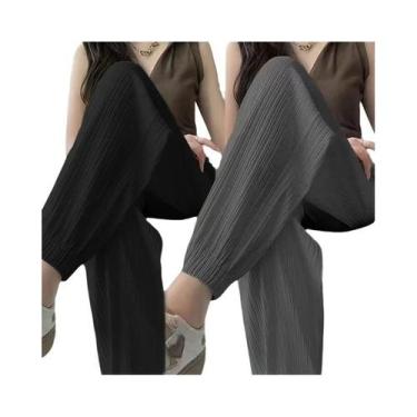 Imagem de Calça Harém Feminina Slim - Perna Larga, Cintura Elástica e Compriment