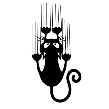 Imagem de 1 Adesivo Gato Arranhado 37,65 cm X 20 cm - Preto - Jhow Adesivos