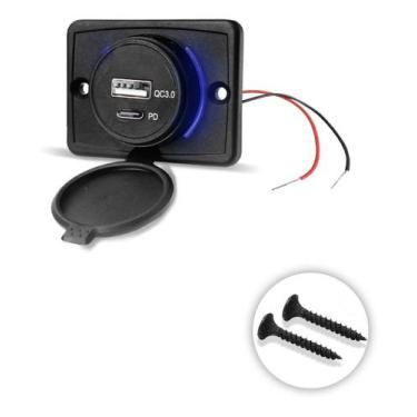 Imagem de Tomada Para Carregar Celular Automotiva Usb e Power Delivery - Kit de 