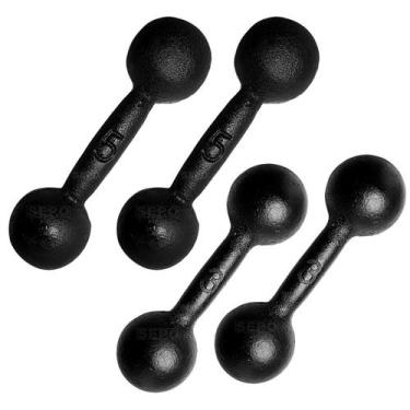 Imagem de Kit Fitness 4 Halteres Redondo Bola de Ferro Pares de 3Kg e 5Kg - SEPO