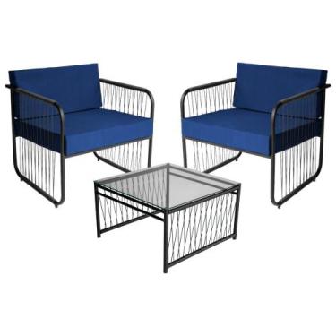 Imagem de Conjunto 2 Poltronas e 1 Mesa de Centro Córdova em Aço Carbono e Fibra