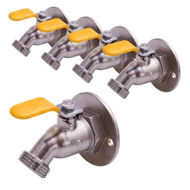 Imagem de Midline Valve S3538-5 Babador de mangueira Sillcock com flange grande, entrada FIP de 1,9 cm x saída MHT, latão cromado (pacote com 5), 3/4 3/4 3/4