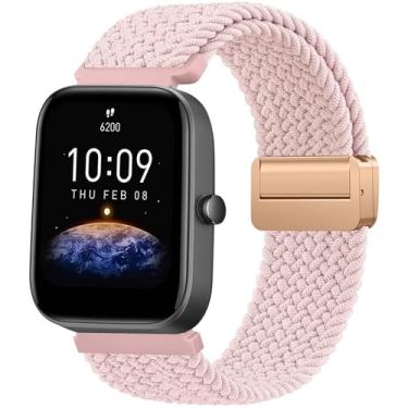 Imagem de Meliya Pulseiras de nylon trançado compatíveis com Amazfit Active 2 1/GTR mini/GTS 2 2e 3 4/GTS 2 4 mini, pulseiras de reposição elásticas macias de 20 mm para Amazfit Bip 3/3 Pro/U/U Pro/S/S Lite