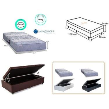 Imagem de Conjunto Colchão Sankonfort Protege Ortopedico c/ Cama Box Baú 78x188 