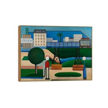 Imagem de Tarsila do Amaral Famosas Impressões em Tela-Imagem arte parede lona-Moldura Madeira Pintura decoração quarto Sala de estar(São Paulo) 20x25cm