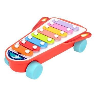 Imagem de Xilofone foguete com rodinhas infantil pimpolho - colorido