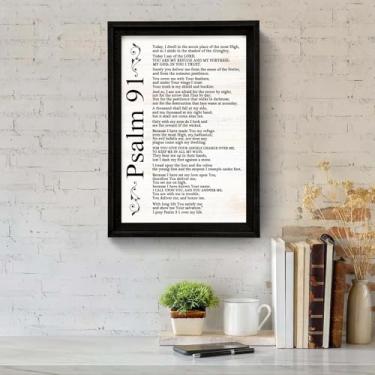 Imagem de Cpcdaosk Decoração De Parede Com Moldura Salmos 91, Arte Inspiradora Em Madeira, Placas Grandes Versículos Bíblicos Para Pendurar Casa Ou Escritório, Cristã 16 X 23 Pol.