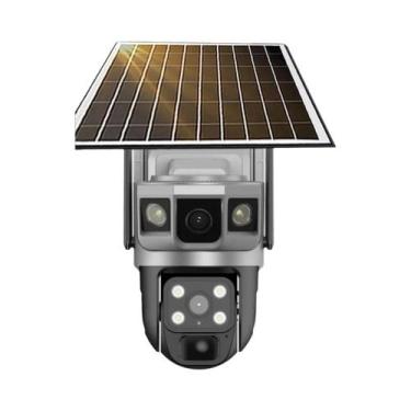 Imagem de Câmera De Segurança IP CCTV Solar 4G Externa Com Lente Dupla, À Prova 
