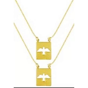 Imagem de Escapulário Pomba Espírito Santo Divino Folheado 18k