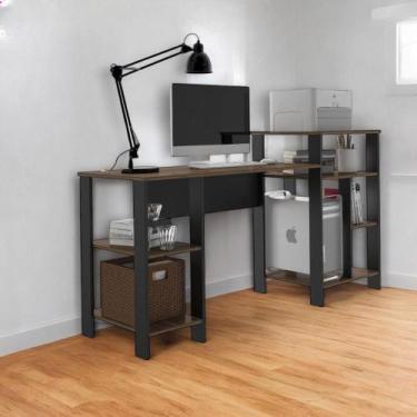 Imagem de Mesa Escrivaninha Home Office Affara com Prateleiras para Objetos - Pl