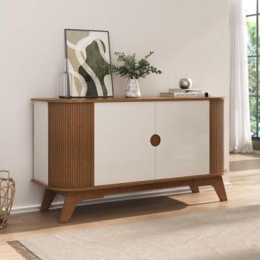 Imagem de Aparador Buffet 140cm 2 Portas com Pés Retrô Multimóveis Cr50129 Cinamomo/off White