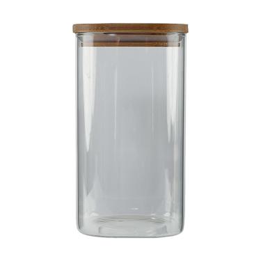 Imagem de Porta Mantimento Vidro com Tampa Bamboo Quadrado 1.5L CV212782 Cazza
