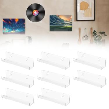 Imagem de bigjvbfv 8 peças de suporte de acrílico para discos de vinil de 17,8 cm para exibição de parede, suporte de álbum de acrílico, prateleira de vinil transparente, prateleiras flutuantes para