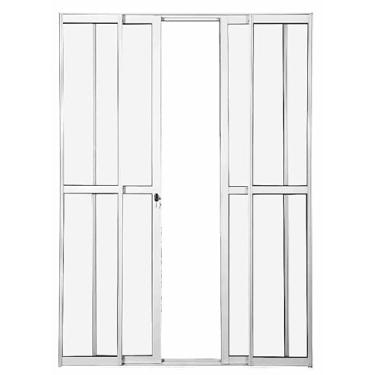 Imagem de Porta balcão 4 folhas 2,10x2,00 com fechadura no alumínio branco