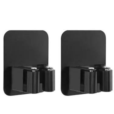 Imagem de Suporte de esfregão de aço inoxidável 304, gancho organizador de parede para esfregão, escova, vassoura, cabide para esfregão, cozinha, banheiro, armazenamento, gancho forte, preto, 2 peças, 01