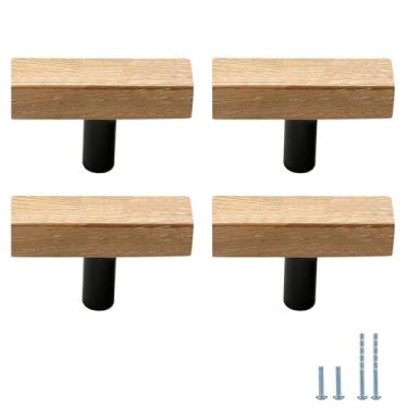 Imagem de Evionlin Puxador de porta de armário de cozinha simples de carvalho 10 peças