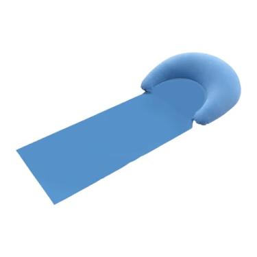 Imagem de Deevoka Esteira de praia portátil dobrável, versátil, ergonômica, fácil de transportar, espreguiçadeira ao ar livre com travesseiro para e, Azul Claro