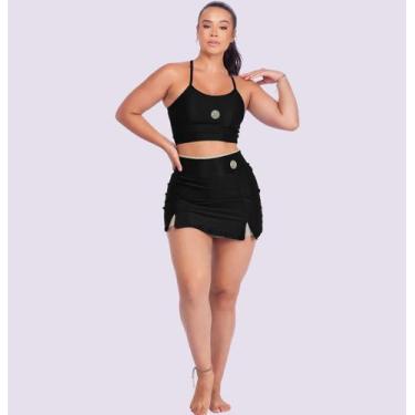 Imagem de Conjunto De Beach Tennis Treino Musculação Bicolor Leve Canelado Top A