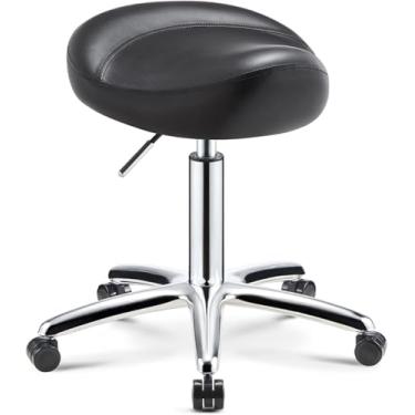 Imagem de Cadeiras Giratórias Do Trabalho Dos Termas Dos Salões De Beleza Do Escritório Dos Salões De Beleza Do Rolamento Dos Tamboretes De Sela Com Assento Do Plutônio E, Black, One Size