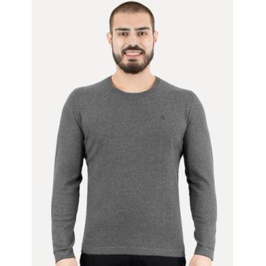 Imagem de Suéter Calvin Klein Jeans Masculino Tricot Gola Careca com Logo Chumbo