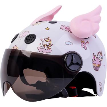 Imagem de Capacete de motocicleta infantil de 5 a 10 anos, meninos, meninas, rosto aberto, capacete de bicicleta, bonito, rosto aberto, meio capacete, novidade, scooter, cruiser, ciclomotor, pequeno,